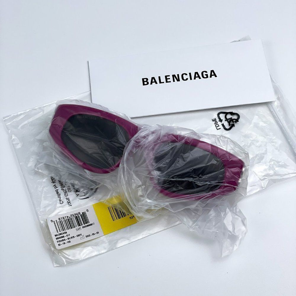 NEW Balenciaga BB0095S 017 Fuchsia Pink Silver Grey Cat Eye Unisex Sunglasses - Picture 14 of 14